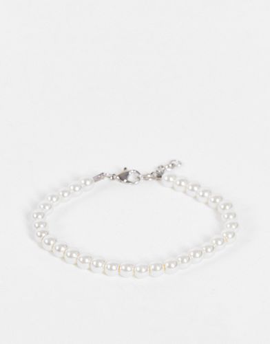 Bracelet avec perles fantaisie en verre 6 mm pour tenue de festival - Blanc - Asos Design - Modalova