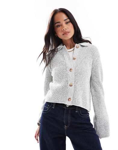 Gilet court avec col en maille torsade - Noir et blanc - Asos Design - Modalova