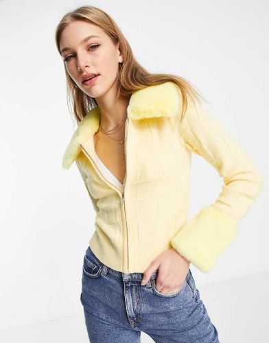 Gilet à damiers cousus et détails en fourrure - Asos Design - Modalova