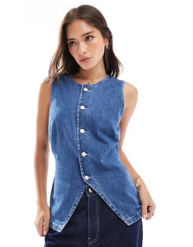 Gilet de costume en jean fendu devant - moyen - Asos Design - Modalova