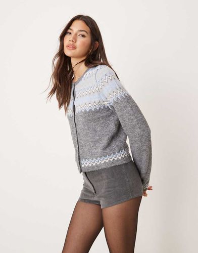 Gilet de Noël en maille duveteuse rayée avec col ras de cou et motif jacquard - Asos Design - Modalova