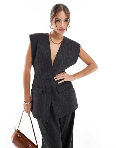 Gilet de tailleur à épaules oversize et rayures - Anthracite - Asos Design - Modalova