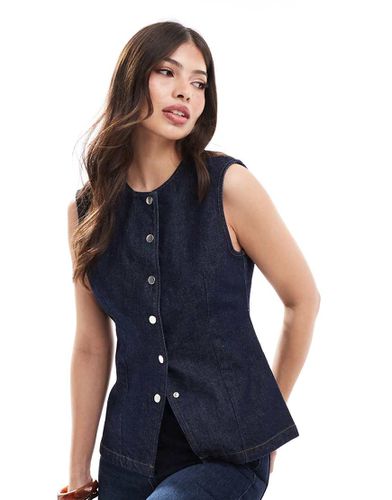 Gilet de tailleur long en jean - Indigo foncé - Asos Design - Modalova