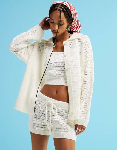 Gilet en maille d'ensemble  col fantaisie - Crme - Asos Design - Modalova