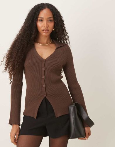 Gilet long avec col - Chocolat - Asos Design - Modalova