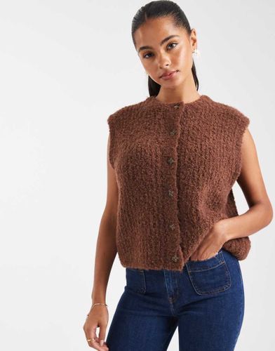 Gilet sans manches coupe carre en maille boucle - Chocolat - Asos Design - Modalova