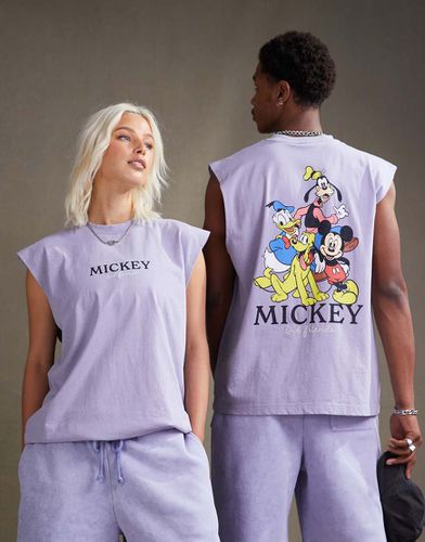 Débardeur unisexe oversize avec imprimés Disney Mickey Mouse et ses amis - Violet délavé - Asos Design - Modalova