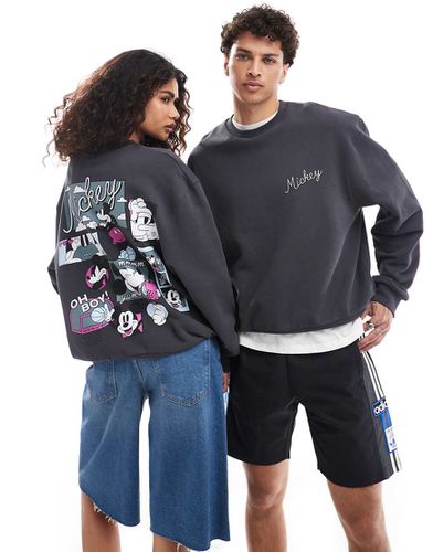 Disney - Sweat unisexe oversize coupe carrée avec imprimé Mickey Mouse - Noir délavé - Asos Design - Modalova