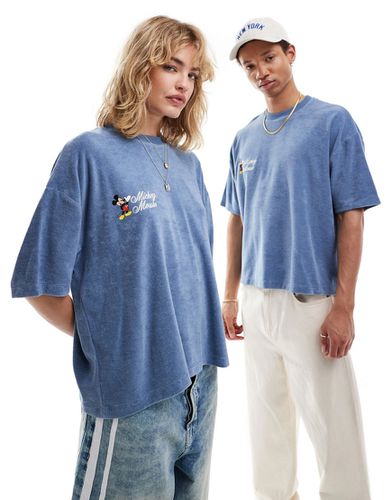 Disney - T-shirt d'ensemble unisexe et oversize en tissu texturé à imprimé Mickey Mouse - délavé - Asos Design - Modalova