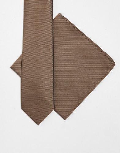 Ensemble cravate et carré de poche - Marron clair - Asos Design - Modalova