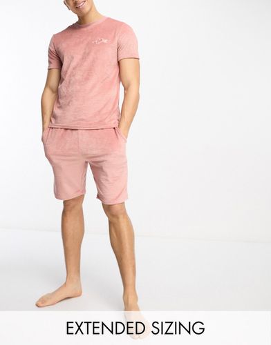 Ensemble de pyjama en velours côtelé avec short et t-shirt à broderie caur - Asos Design - Modalova