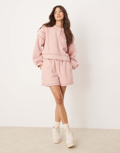 Ensemble sweat et short confort en micropolaire avec détails contrastants - Asos Design - Modalova