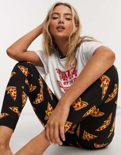 Ensemble pyjama avec t-shirt et legging à motif tranches de pizza - Noir et blanc - Asos Design - Modalova