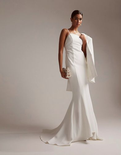 Eden - Robe de mariée avec encolure carrée en crêpe à fines bretelles - Asos Design - Modalova