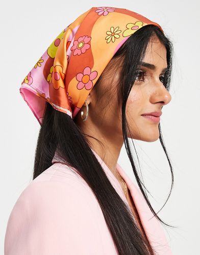 Foulard taille moyenne en polysatin à imprimé fleurs - et orange - BPINK - Asos Design - Modalova