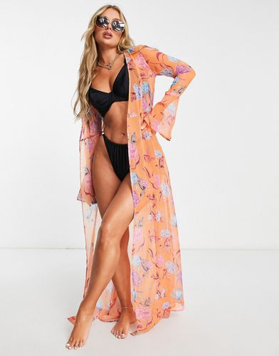 Kimono de plage en mousseline à imprimé floral - Asos Design - Modalova