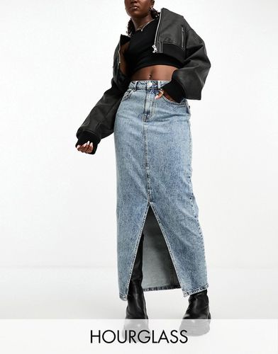 Hourglass - Jupe mi-longue en jean avec ourlet fendu - Délavage moyen - Asos Design - Modalova