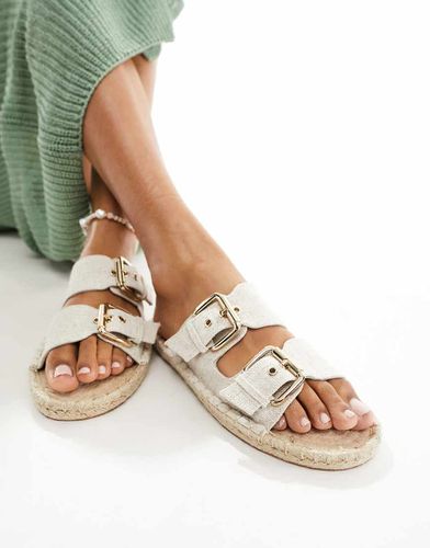 Jada - Mules style espadrilles en lin avec deux boucles - Naturel - Asos Design - Modalova