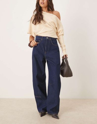 Jean ample  taille haute avec empicements torsads - brut - Asos Design - Modalova