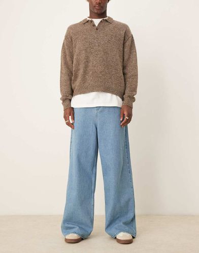 Jean baggy à taille basse et larges ourlets - moyen délavé - Asos Design - Modalova