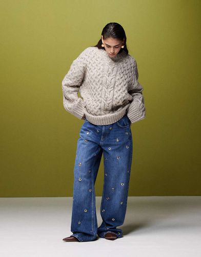 Jean baggy de qualité supérieure avec aillets dorés - Asos Design - Modalova