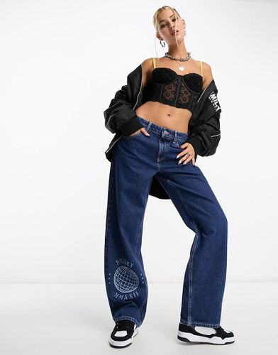 Jean baggy à imprimé Smiley - foncé - Asos Design - Modalova