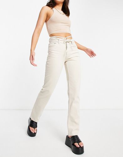 Jean droit taille basse avec lien - Écru - Asos Design - Modalova