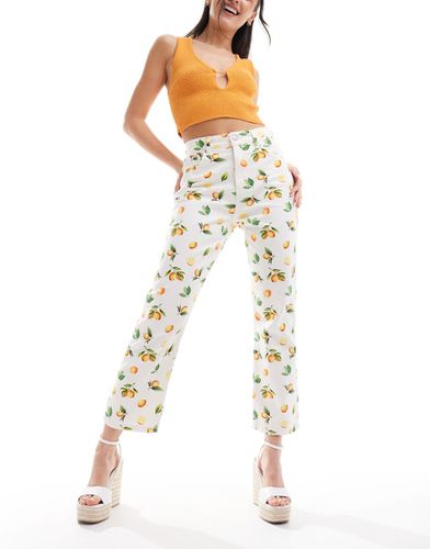 Jean droit raccourci à taille mi-haute et imprimé citrons - Asos Design - Modalova