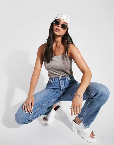 Jean droit stretch confortable à taille mi-haute - Délavage moyen - Asos Design - Modalova