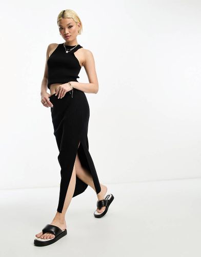 Jupe d'ensemble mi-longue en maille côtelée - Noir - Asos Design - Modalova