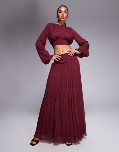 Jupe longue d'ensemble plisse  taille basse - Cerise fonc - Asos Design - Modalova