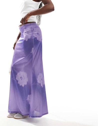 Jupe longue en satin stretch à imprimé fleurs effet dégradé - Lilas - Asos Design - Modalova