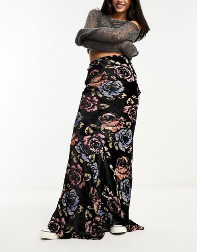 Jupe longue en velours dévoré à grosses fleurs - Asos Design - Modalova
