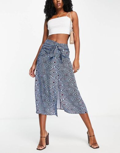 Jupe paréo portefeuille mi-longue à imprimé géométrique - Asos Design - Modalova