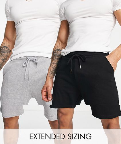 Lot de 2 shorts ajustés en jersey - Gris chiné/noir - Asos Design - Modalova