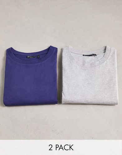 Lot de 2 t-shirts oversize ras de cou - Bleu marine et gris chiné - Asos Design - Modalova