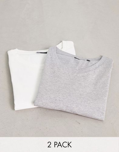 Lot de 2 t-shirts ras de cou - Gris chiné et blanc - Asos Design - Modalova