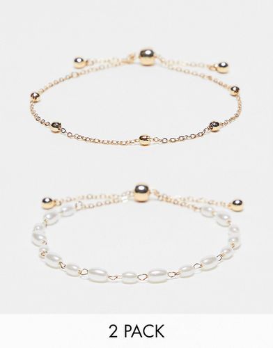 Lot de 2 bracelets à maillons et perles fantaisie - Asos Design - Modalova