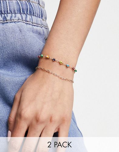 Lot de 2 bracelets avec breloques ail multicolores - Asos Design - Modalova