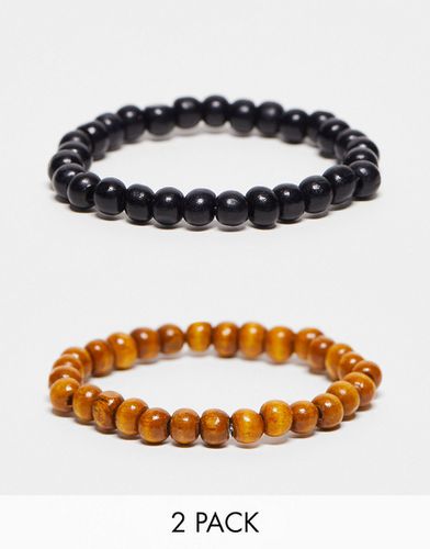 Lot de 2 bracelets de perles - Noir et marron - Asos Design - Modalova