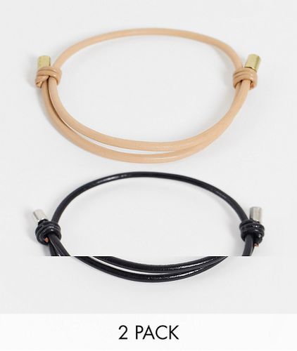 Lot de 2 bracelets en cuir - Taupe et noir - Asos Design - Modalova