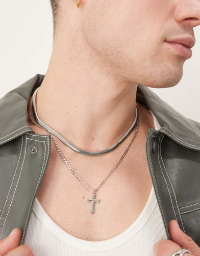 Lot de 2 colliers avec maille serpentine et pendentif croix - Asos Design - Modalova