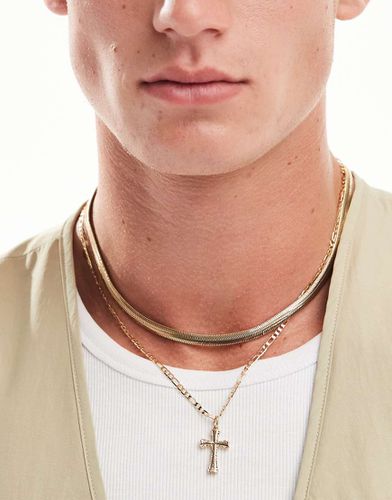 Lot de 2 colliers avec maille serpentine et pendentif croix - Doré - Asos Design - Modalova