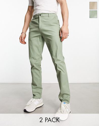Lot de 2 pantalons chino slim - Beige et kaki - Asos Design - Modalova