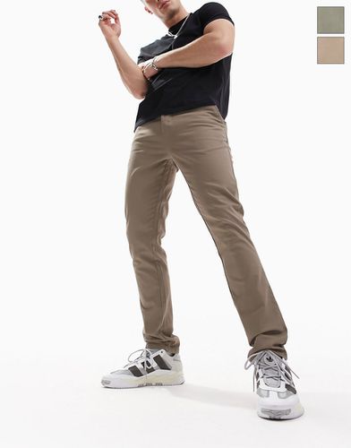 Lot de 2 pantalons chino slim - Kaki et marron - Asos Design - Modalova