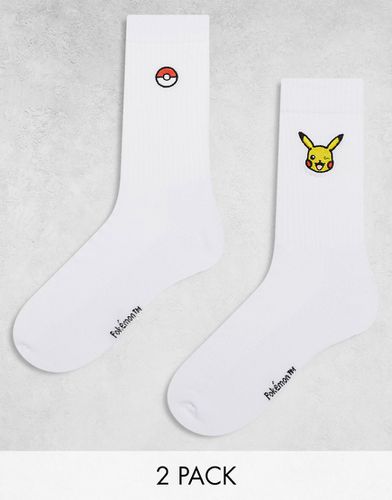 Lot de 2 paires de chaussettes avec broderie Pokémon - Asos Design - Modalova