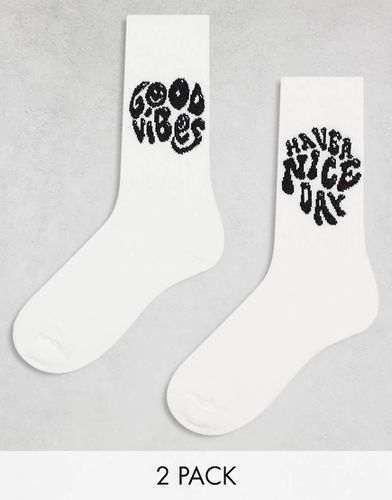 Lot de 2 paires de chaussettes de sport avec inscriptions positives - Asos Design - Modalova