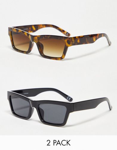 Lot de 2 paires de lunettes de soleil - Écaille de tortue et noir - Asos Design - Modalova