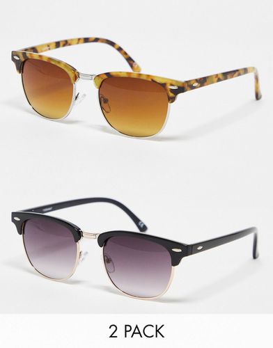 Lot de 2 paires de lunettes de soleil rétro - Noir et écaille de tortue - Asos Design - Modalova
