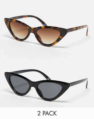 Lot de 2 paires de lunettes de soleil yeux de chat - Noir écaille de tortue - Asos Design - Modalova
